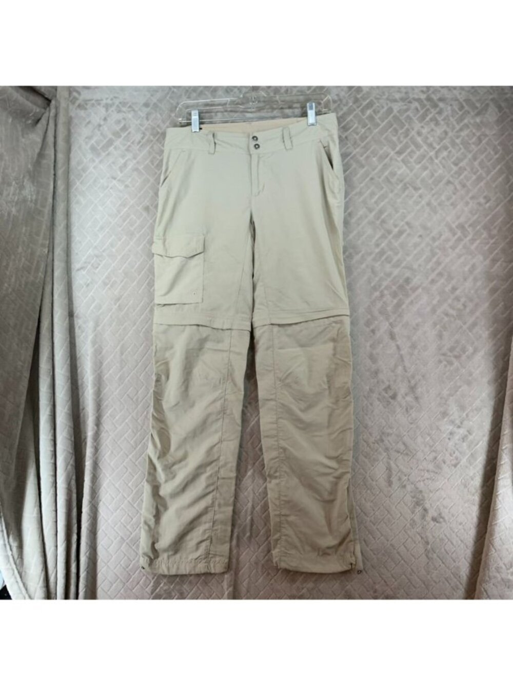 Columbia Pants Mens 34 Beige Convertible Hiking Omni-Shade Sun Protection Nylon